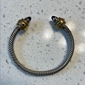 Taxco Silver and Gold Twisted Cuff with Black Accents